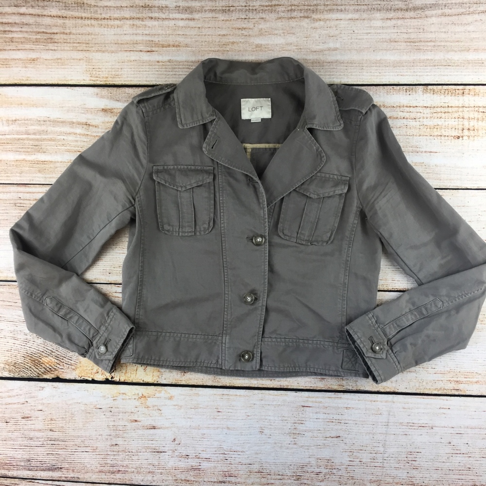 Olive green Loft military utility jacket XS